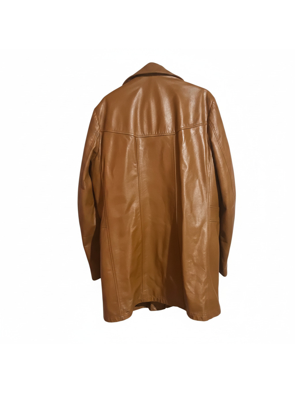 Vintage Leather Shop Collection Brown Leather Coat with Sherpa Lining Size 44 XL - Picture 2 of 7